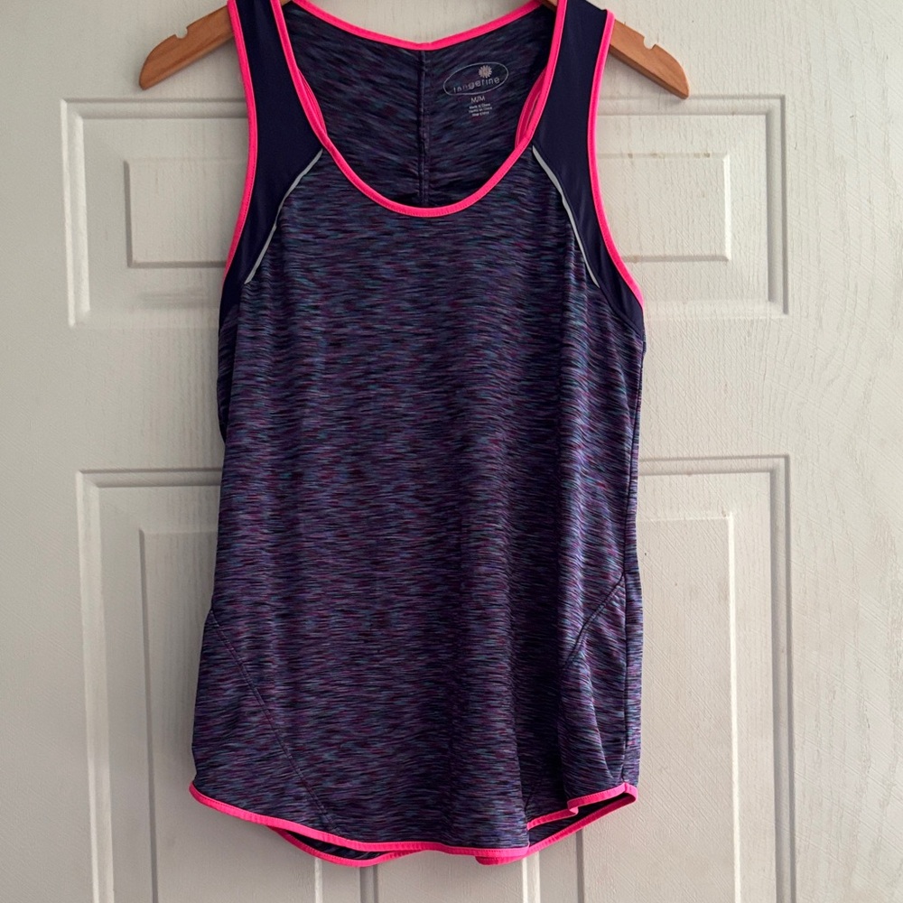 Tangerine Women's Tank Top - Black with Pink‎ Trim